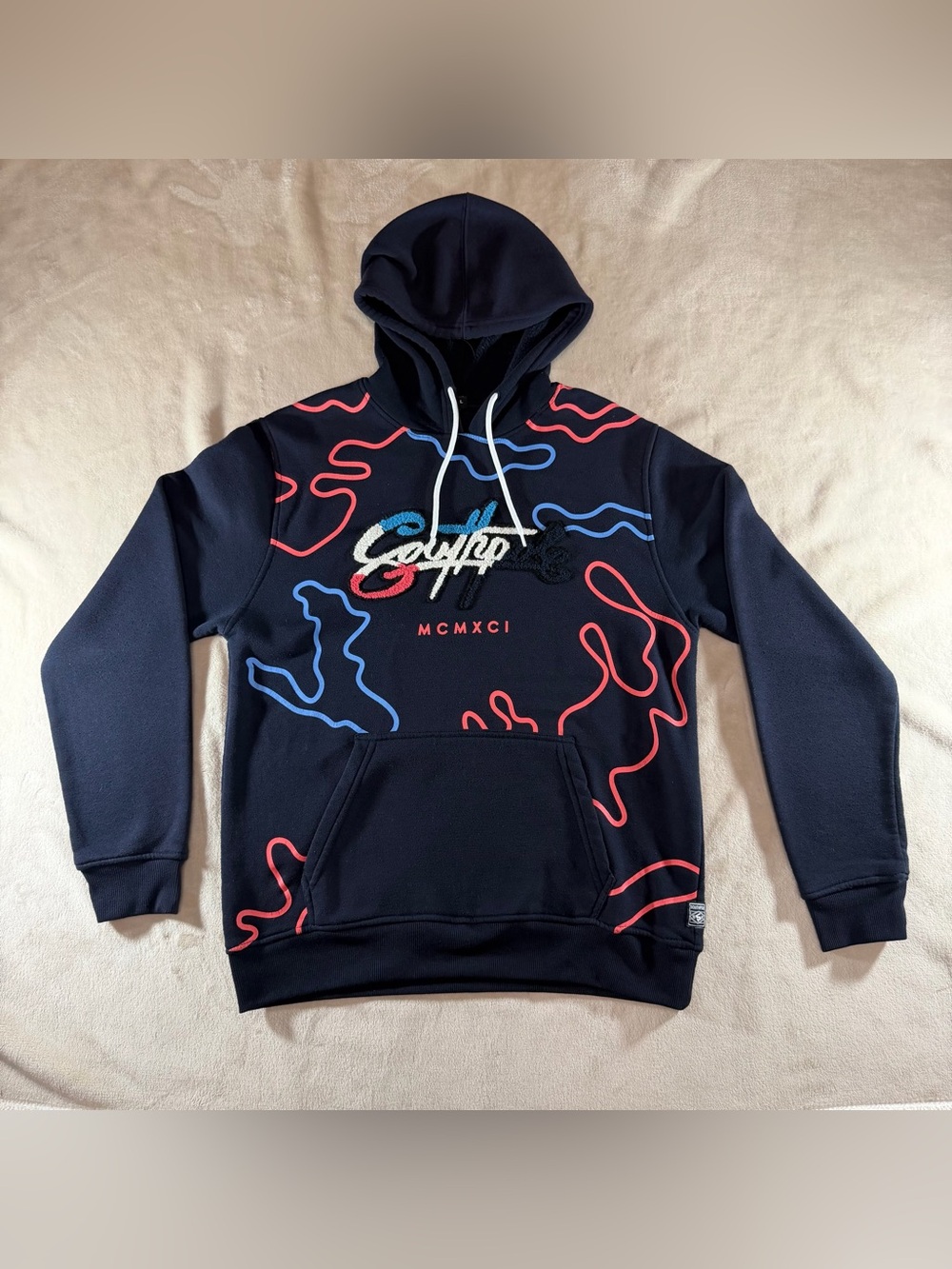 South Pole Navy Pullover Hoodie with Red & Blue Accents